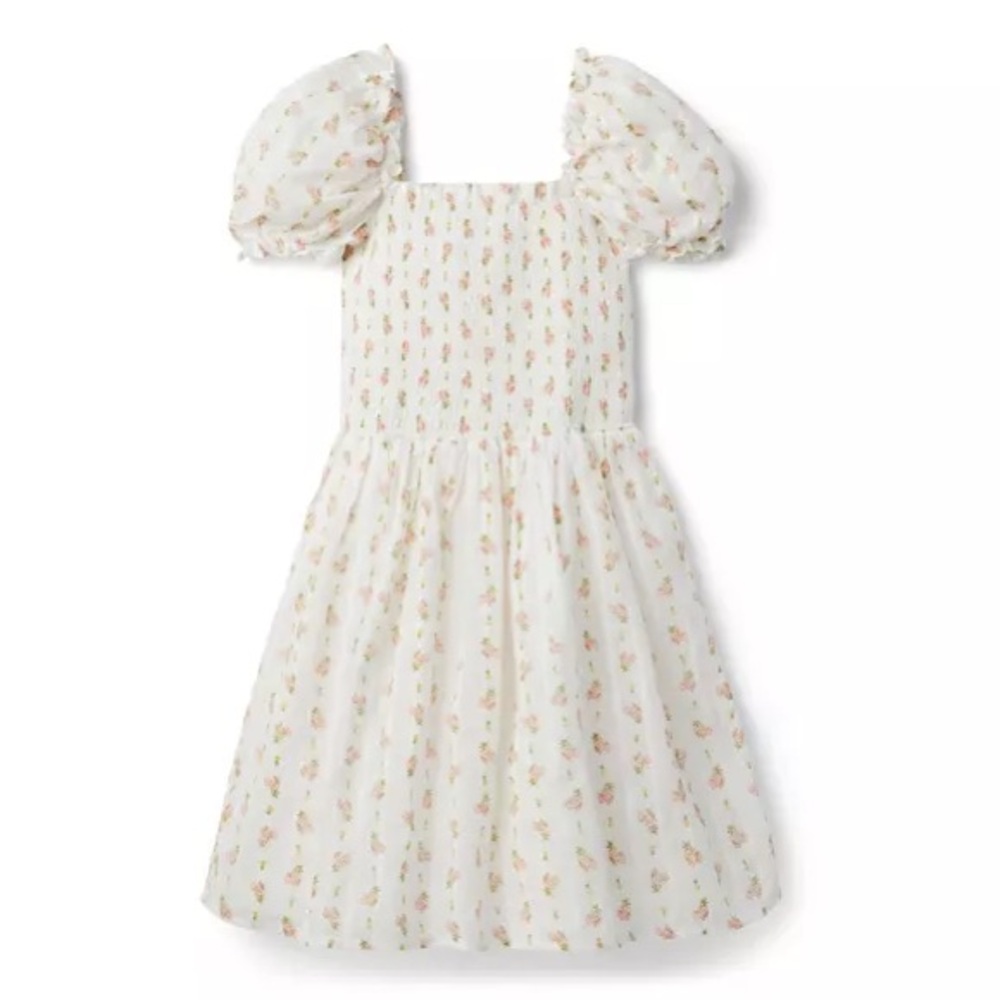 Janie and Jack Floral Smocked Puff Sleeve Dress